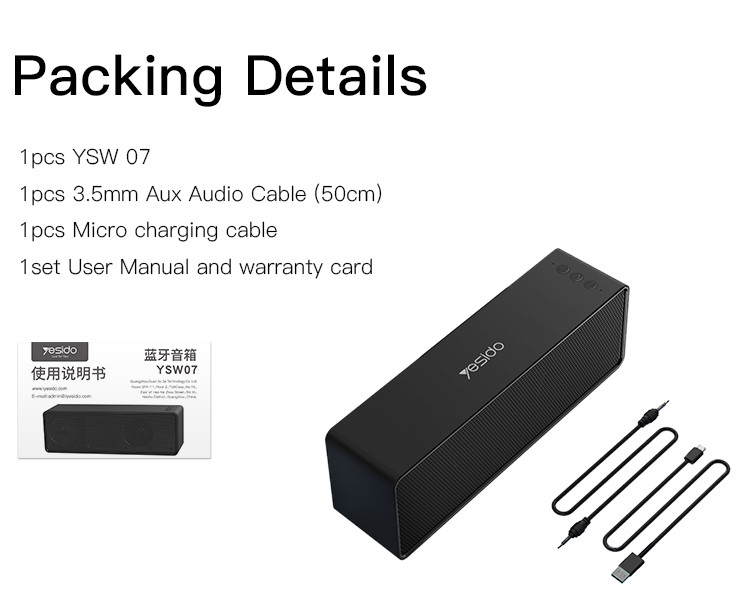 Yesido YSW07 10W Wireless Speaker Details