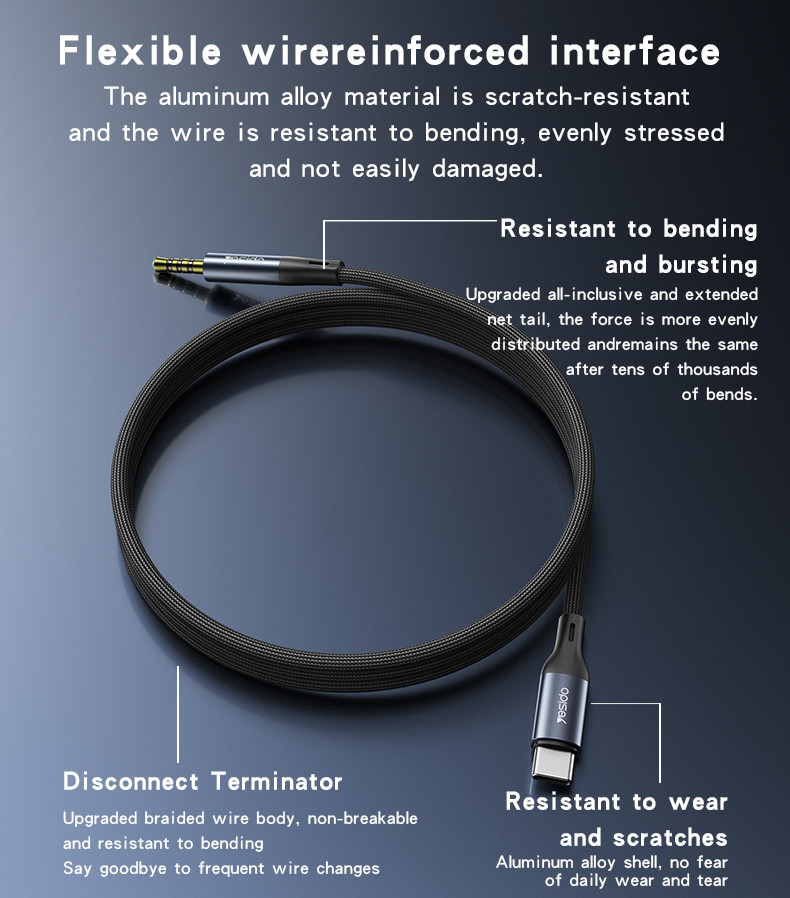 YAU42 Type-C to 3.5mm Audio Cable Details