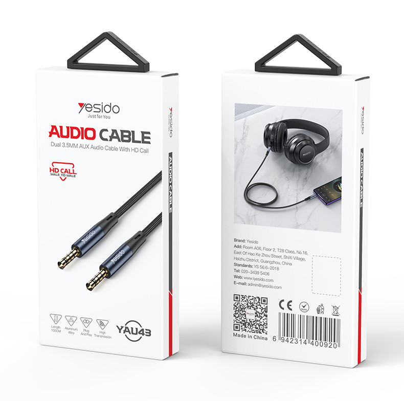 YAU43 3.5mm to 3.5mm Audio Cable Packaging