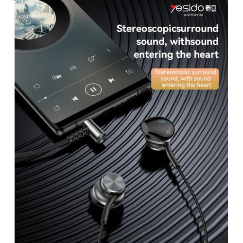 YH40 Stereoscopic Surround Sound with 3.5MM Gold-plated Interface Transparent In-Ear Wired Headphone