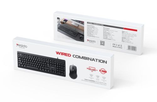 KB18 104 Full Keys Compactlayout 1.5M Length Cable USB connection Wired Keyboard And Mouse Set