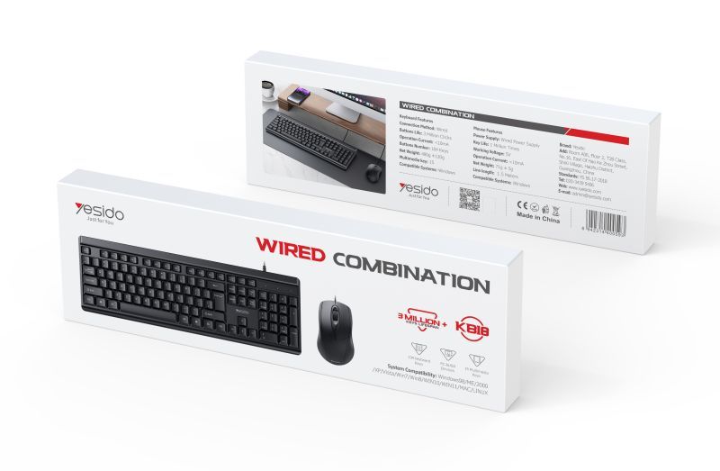 Yesido KB18 Wired Keyboard And Mouse Set Packaging