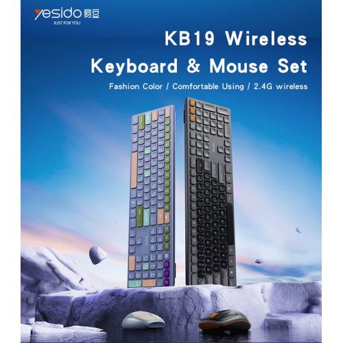 KB19 Two Colors 110 Buttons Built-in Drives 2.4G Wireless Keyboard & Mouse Set