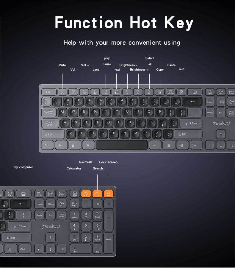 Yesido KB19 Wireless Keyboard And Mouse Set Details