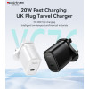 YC76 Low Temperature 20W Fast Charging With Cable UK Plug Single Output Travel Charger