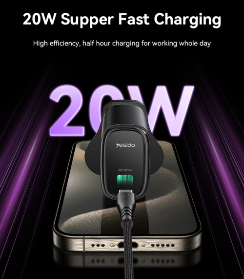 YC76 Low Temperature 20W Fast Charging With Cable UK Plug Single Output Travel Charger