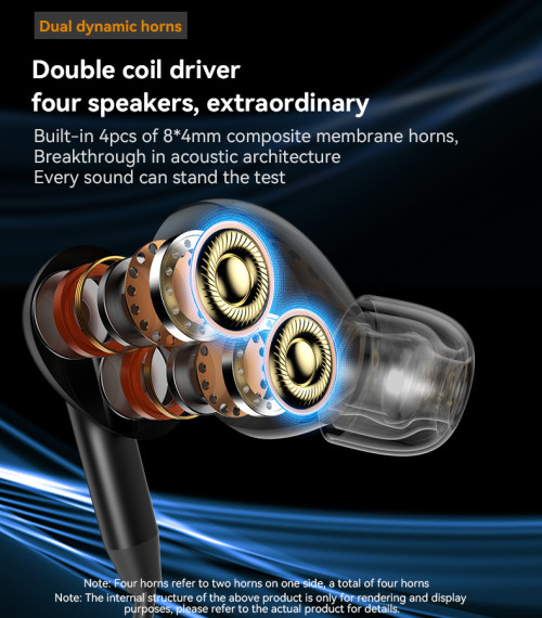 YSP15 BT5.3 Type-C Charging Interface Hanging Neckband Dual Dynamic Bluetooth Earphone