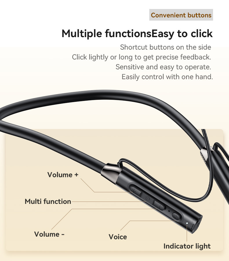 YSP15 Hanging Neckband Dual Dynamic Bluetooth Earphone Details