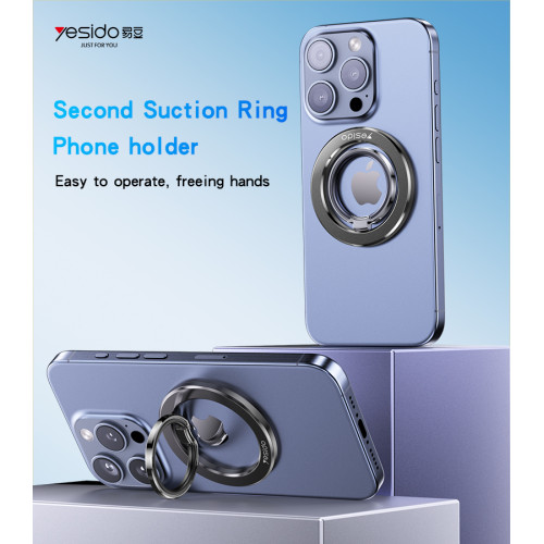 C205 360 Free Rotation Built-in N52 Magnets Double Ring Metal Folding Ring Phone Holder