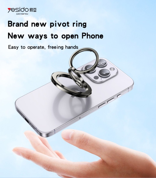 C206 Zinc Alloy 180 Degree Dlip And Fold Built-in N52 Double Ring Metal Folding Ring Phone Holder