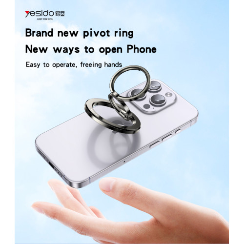 C206 Zinc Alloy 180 Degree Dlip And Fold Built-in N52 Double Ring Metal Folding Ring Phone Holder
