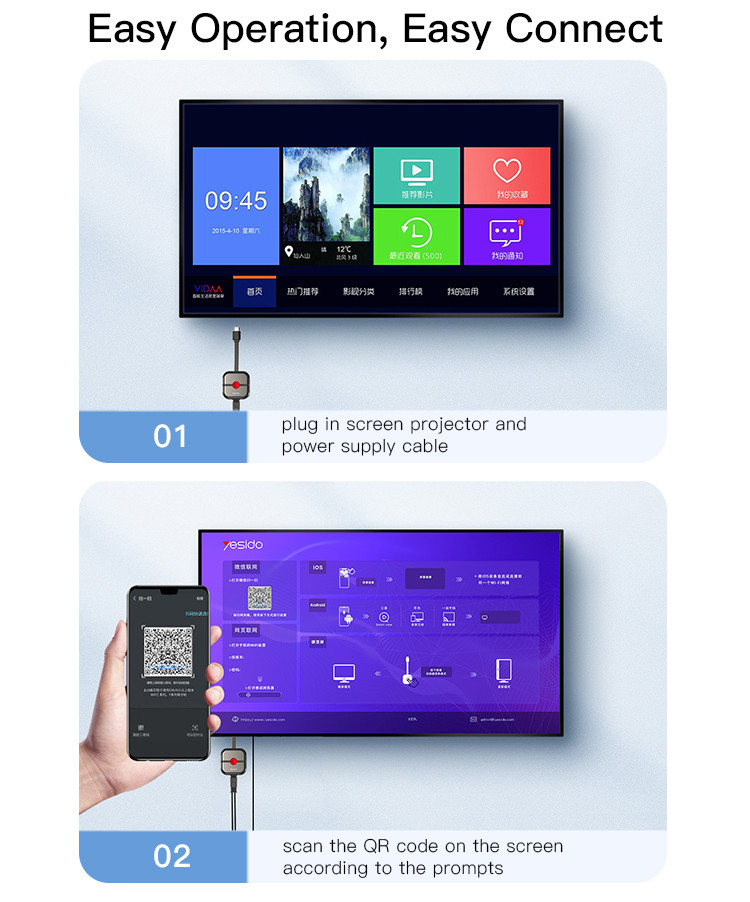 Yesido TV10 HD Wireless Screen Projector Details
