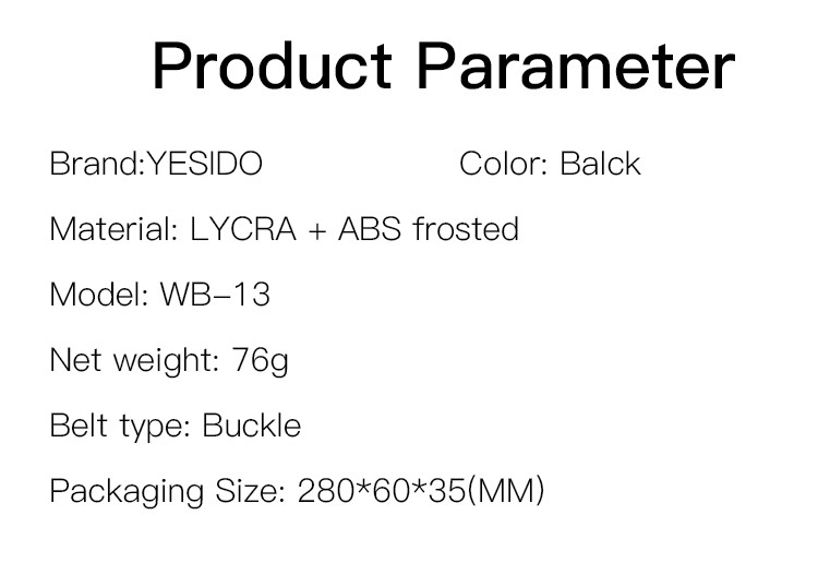 Yesido WB13 Sports Waistband Pouch Bag Parameter