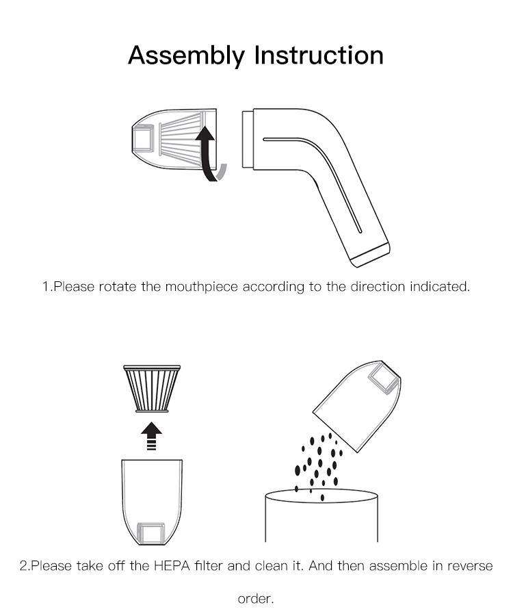 Yesido VC02 Handheld Auto Vacuum Cleaner Details