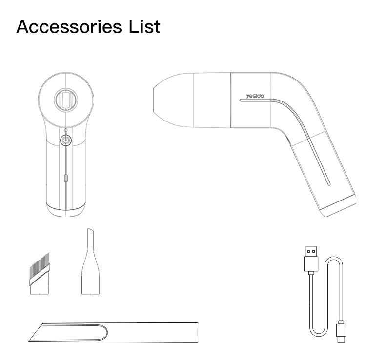 Yesido VC02 Handheld Auto Vacuum Cleaner Details