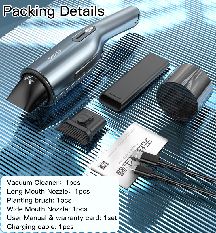 Yesido VC01 Handheld Vacuum Cleaner Parameter