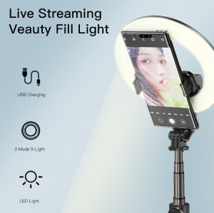 SF12 5 level Aluminum Alloy Portable With LED Ring Light Phone Holder Stand Selfie Stick