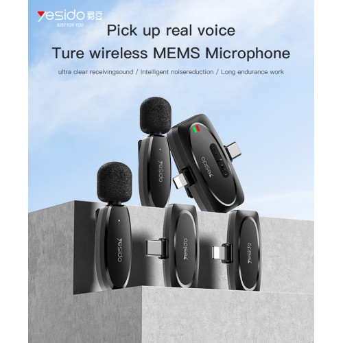 KR11 Portable Wireless Transmission 360 Pickup Voice Type-C Transmit Port Wireless MEMS Microphone