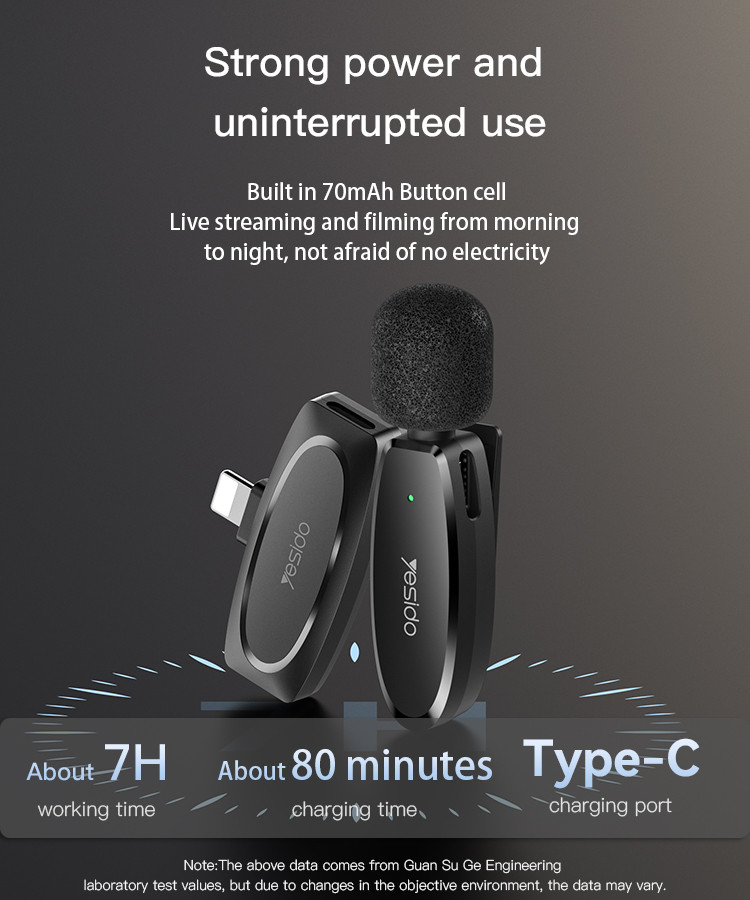 Yesido KR13 Type-C 2 Wireless MEMS Microphone Details