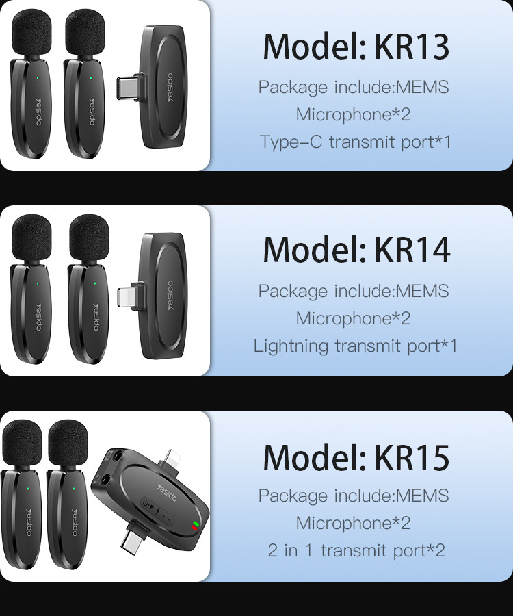 Yesido KR13 Type-C 2 Wireless MEMS Microphone Details