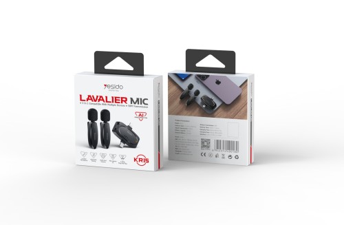 KR15 Portable 360 Pickup Voice IP & Type-c 2 in 1 Transmit Port 2 Wireless MEMS Microphone