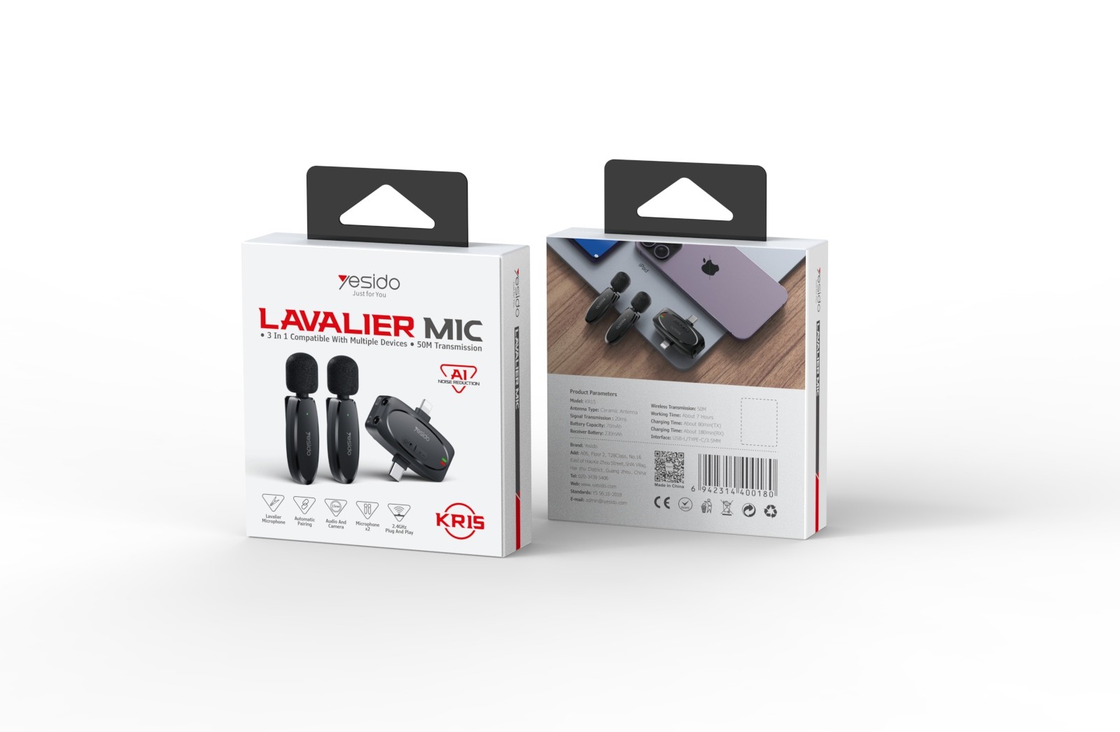 Yesido KR15 Wireless MEMS Microphone Packaging