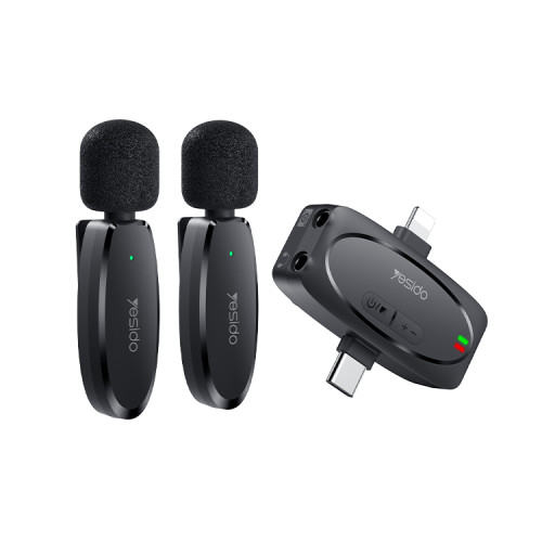 KR15 Portable 360 Pickup Voice IP & Type-c 2 in 1 Transmit Port 2 Wireless MEMS Microphone