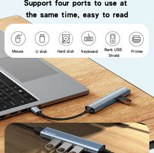 HB17 4In1 Four Ports Supports A Variety Of Usb Devices Type-C Laptop Docking Station