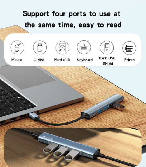 HB17 4In1 Four Ports Supports A Variety Of Usb Devices Type-C Laptop Docking Station