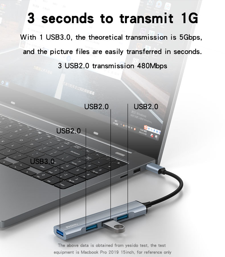 HB17 Type-C to USB and Charging USB Hub Details