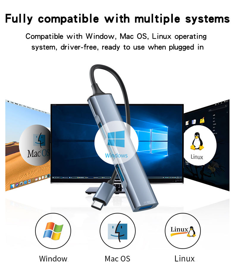 HB17 Type-C to USB and Charging USB Hub Details