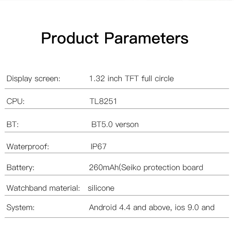 Yesido IO11 Multifunctional Smart Watch Parameter