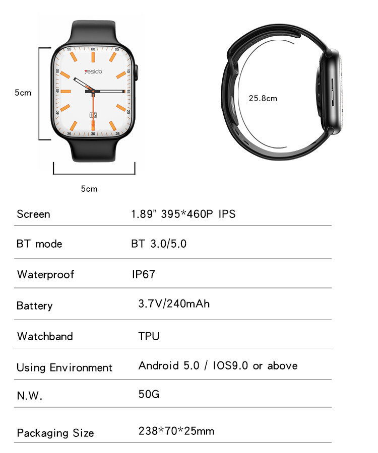 Yesido IO17 Smart Bracelet Smart Watch Parameter