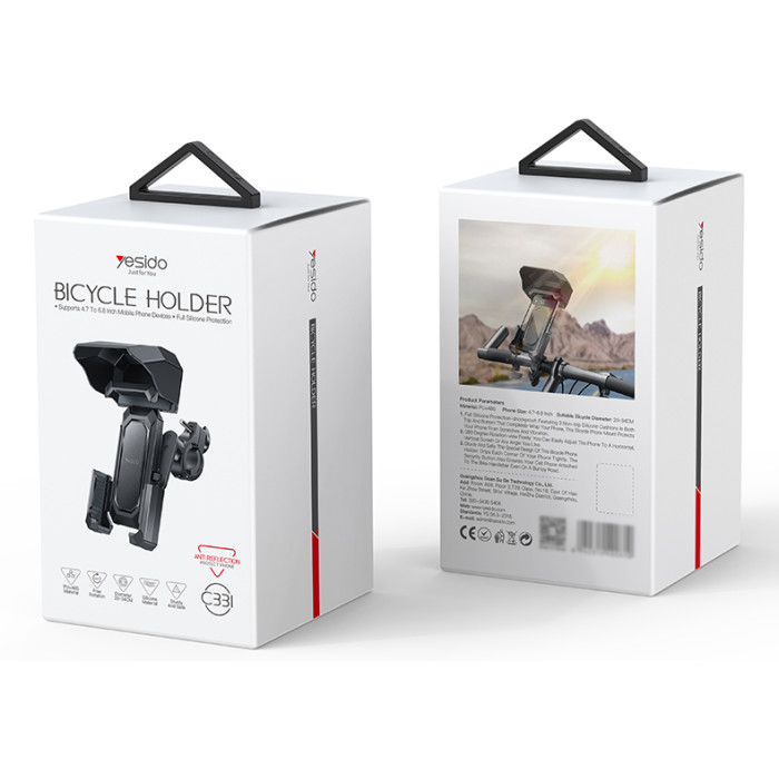 C331 Yesido 360 Degree Universal Ball Adjustment Mechanical Locking Stable Bicycle Phone Holder