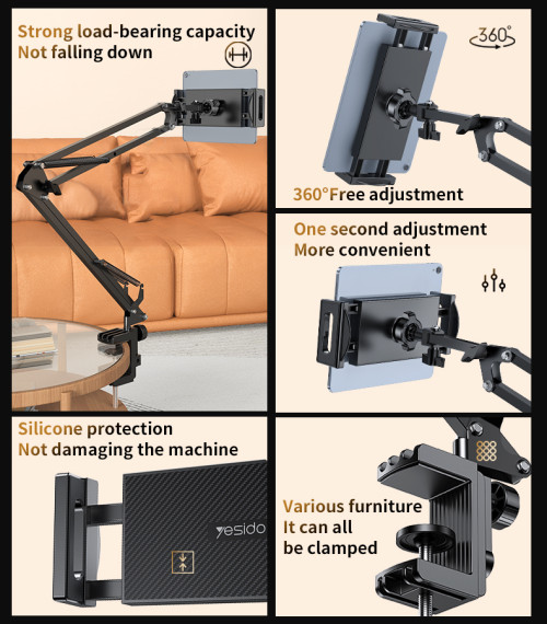 C296 360°Free Adjustment Multi-directional Folding Shaft Phone Holder | Desktop Lazy Man Stand