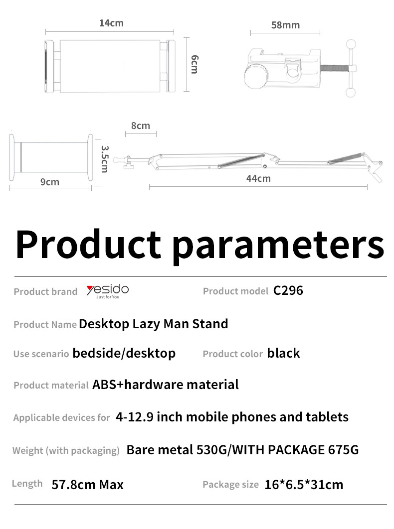 C296 Bed/Table Clip Using Phone Holder Parameter