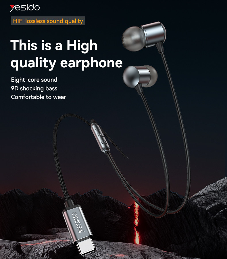 YESIDO YH43 Type-C Aluminum Alloy In-ear Wired Earphone