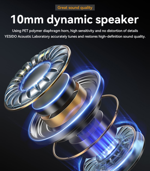 YH43 HIFI Lossless Sound Quality 10mm Dynamic Speaker Type-C Digital Interface In-ear Earphone