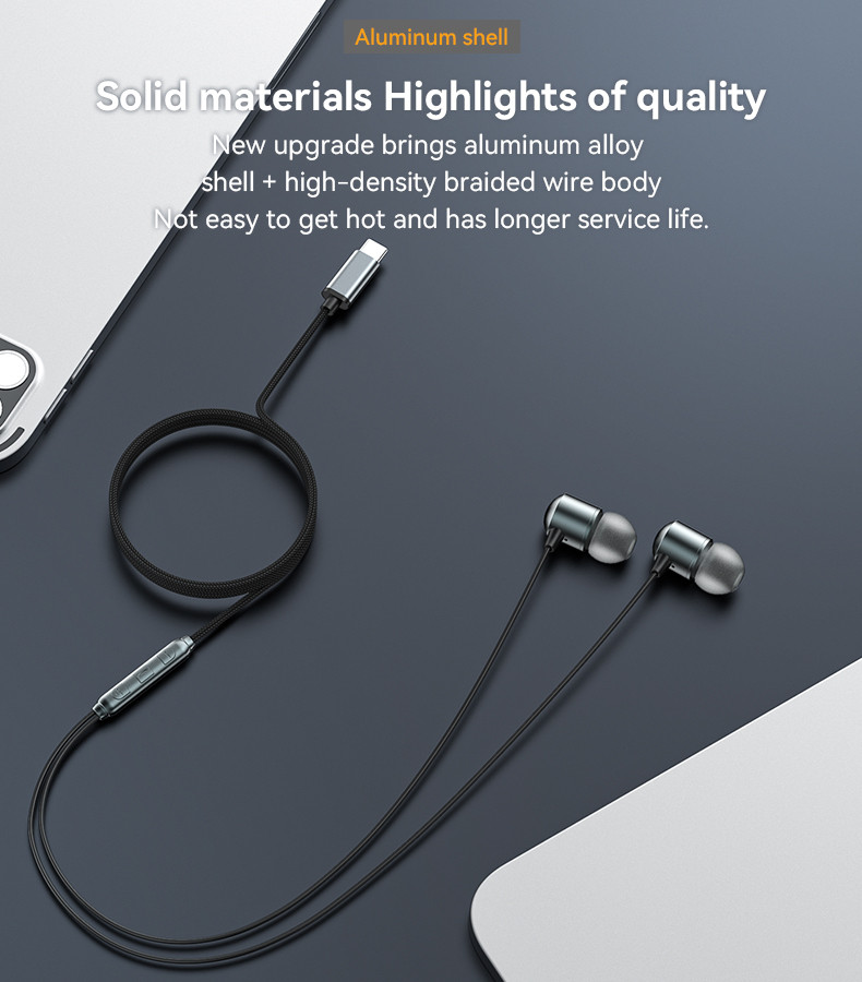 YESIDO YH43 Type-C Aluminum Alloy In-ear Wired Earphone Details