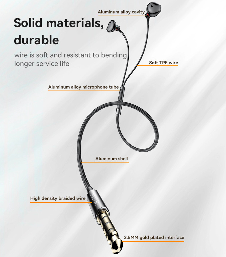 YESIDO YH47 3.5mm Aluminum Alloy In-ear Wired Earphone Details