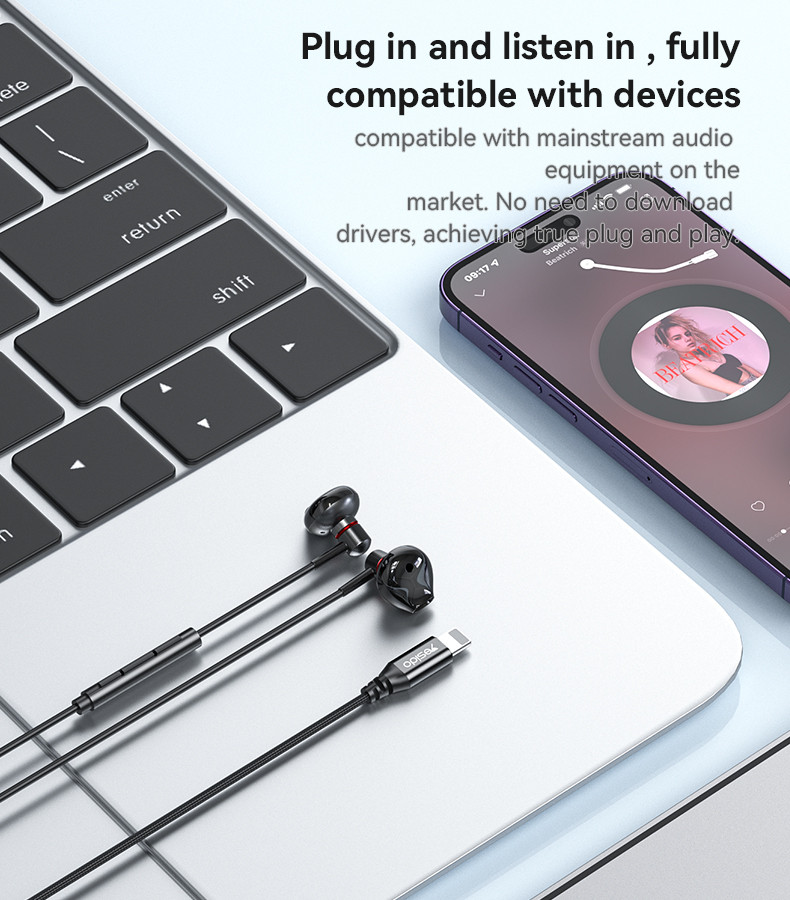 YESIDO YH48 Lightning Aluminum Alloy In-ear Wired Earphone Details