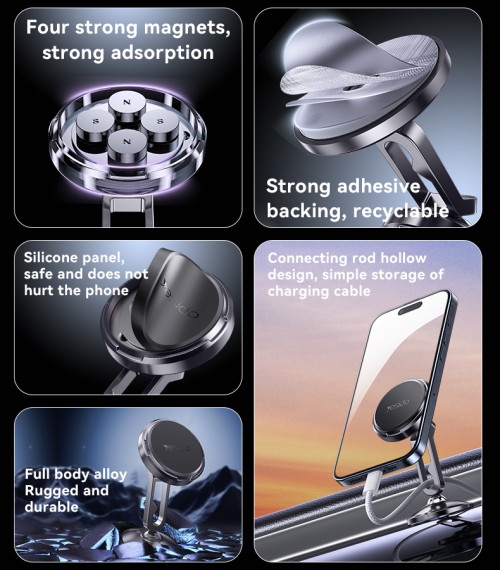 C210 Zinc Alloy 360 Incremental Rotation Dual Ball Head Design Metal Car Magnetic Phone Holder