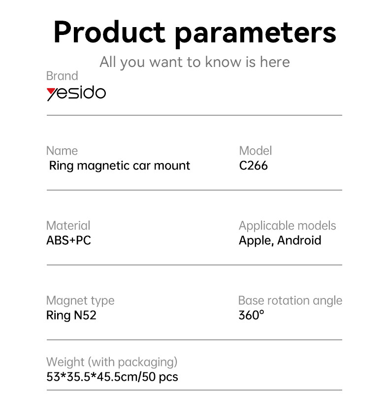 C266 Round Magnetic Phone Holder Parameter