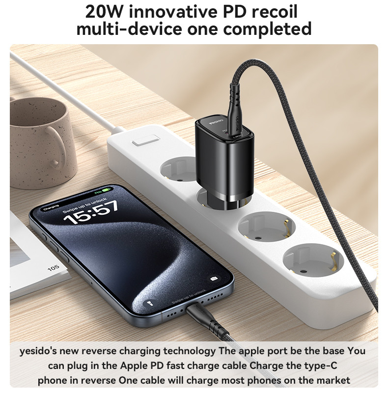 YC44 20W Fast Charging Home Charger(TC+Lightning Port) Details