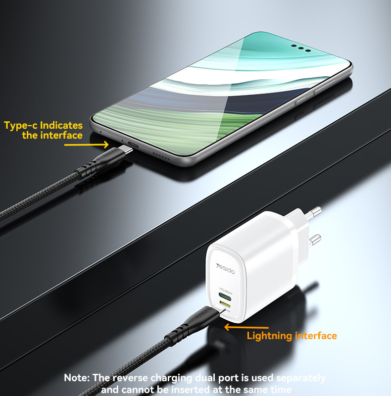 YC44 20W Fast Charging Home Charger(TC+Lightning Port) Details