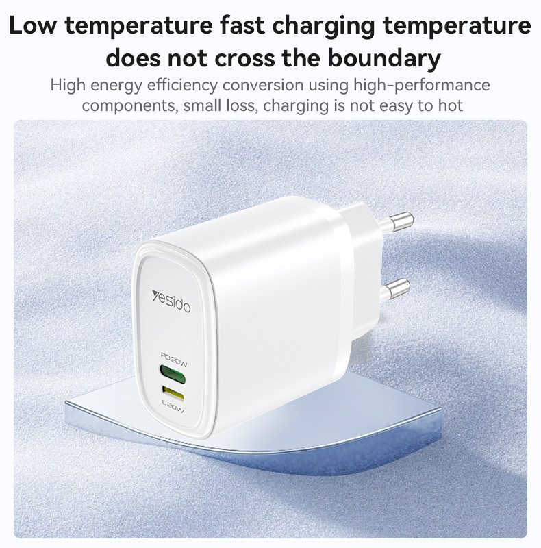 YC44 20W Fast Charging Home Charger(TC+Lightning Port) Details