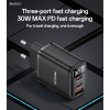 YC69 PD 30W Fast Charging 2*TC & USB Three Ports Smart Digital Display EU Standard Fast Charger