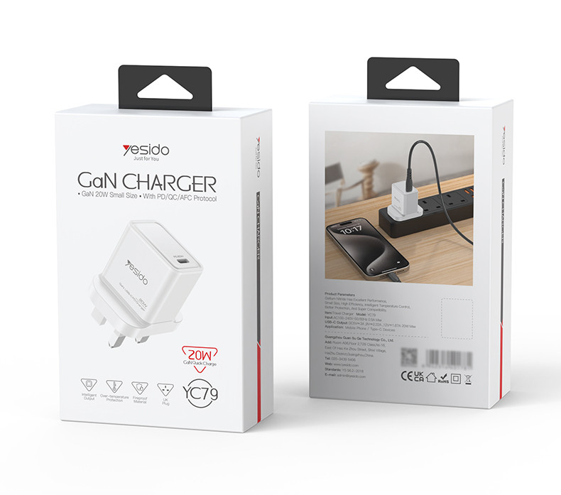 YC79 UK 20W GaN Fast Charging Wall Charger(Type-C Port) Packaging