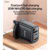 YC87 PD 20W Fast Charging Dual Port Smart Digital Display UK Digital Wall Charger