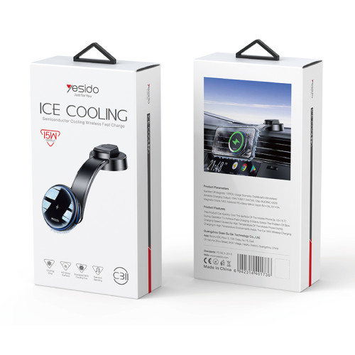 New Product Release: Yesido Semiconductor Cooling Dual Ambient Lighting 15W Fast Charging Wireless Charger Car Phone Holder